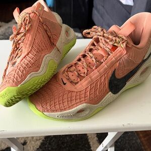 Nike Women's Coral and Neon Green Athletic Shoes